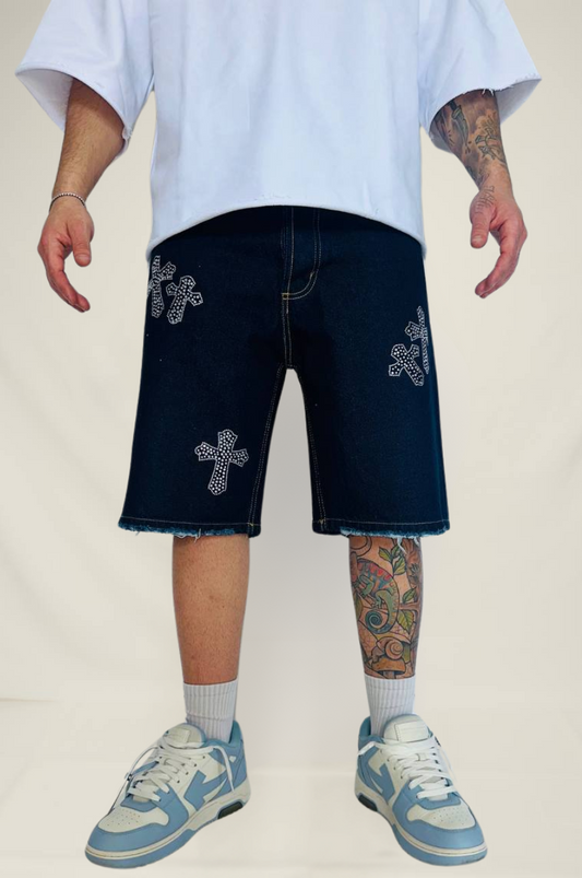 Jeans blu con croci