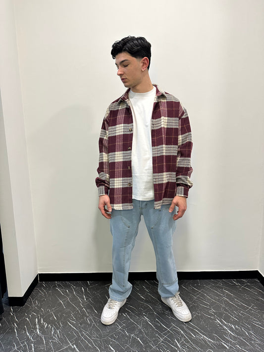Giacca a quadri bordeaux